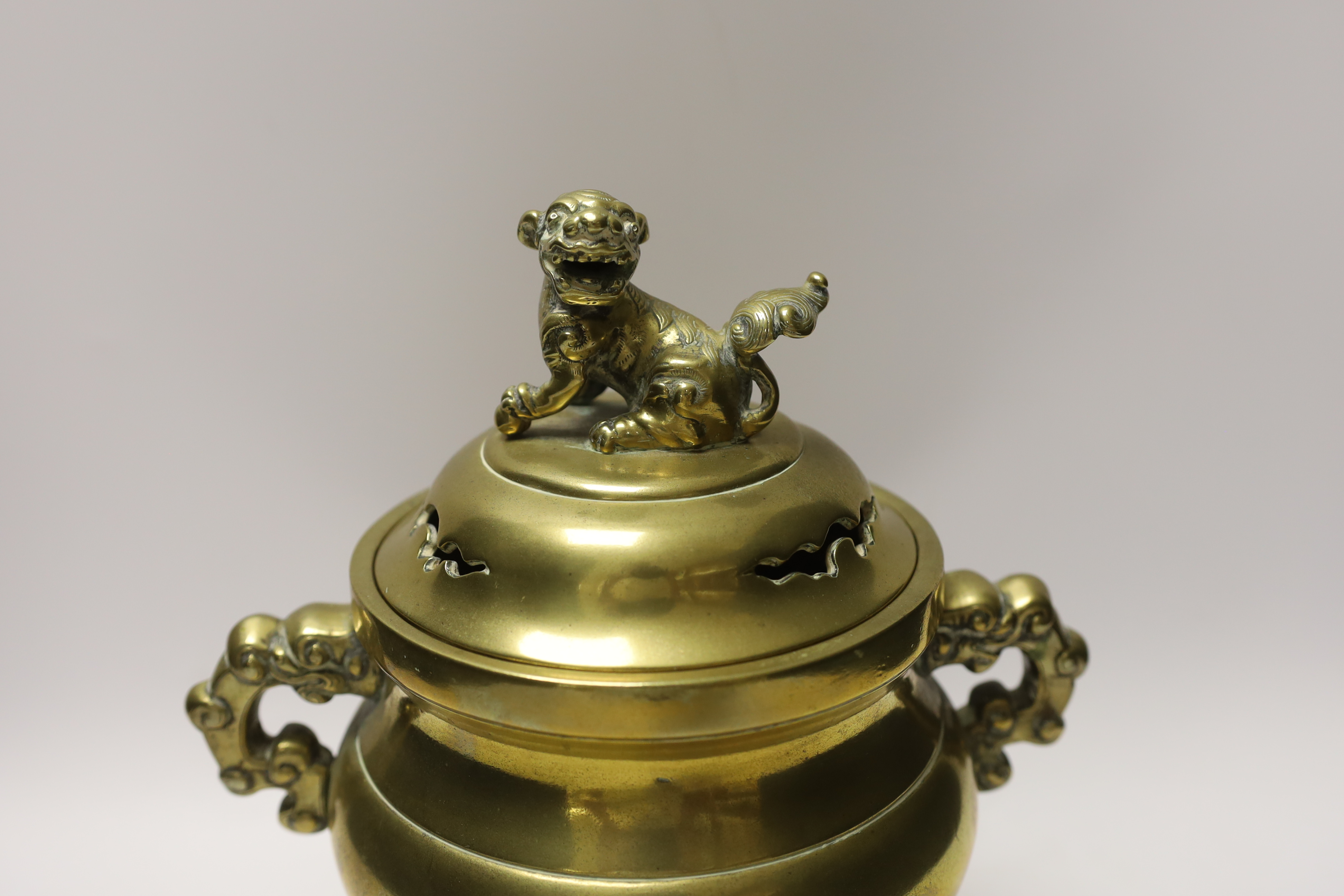 A Japanese bronze Koro and cover, 28cm high